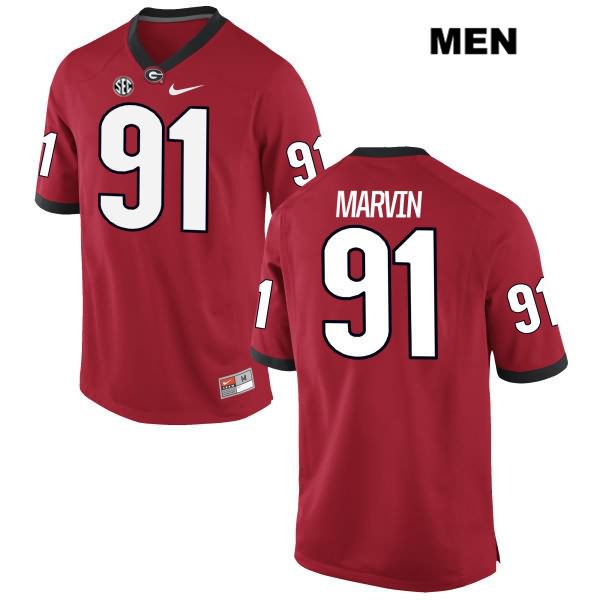 Georgia Bulldogs Men's David Marvin #91 NCAA Authentic Red Nike Stitched College Football Jersey DPX1856QH
